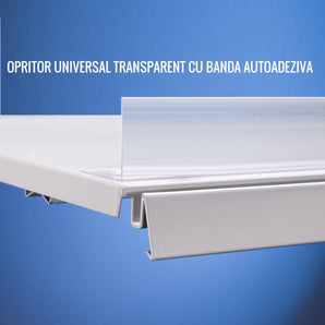 Opritor universal cu banda autoadeziva pentru rafturi metalice 1000*40*40 mm
