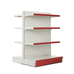 Raft magazin de mijloc alb-rosu, inaltime 140 cm, Baza 50 cm + 6 polite de 40 cm