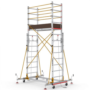 Schela telescopica mobila din aluminiu S004XLN - Inaltime de lucru 455 cm - Brand Mobech & Cagsan
