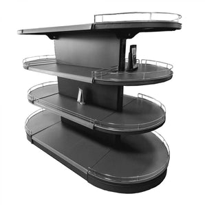 Set de rafturi magazin ovale pentru mijloc - Insula de rafturi H:140 cm L:206 cm