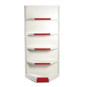 Corner shop shelf, white or dark anthracite grey, Base 50 cm + 4 shelves 40 cm